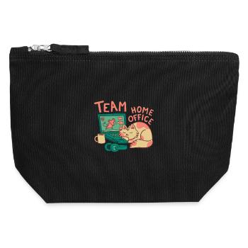 Team HomeOffice Cat Work Job Office - Canvas Zip Pouch 12 x 13 cm - black - Front