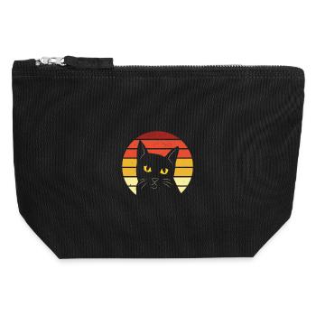 Katze Kater Katzen Miau Katzenliebhabe Stubentiger - Canvas Reißverschluss-Täschchen (12 x 13 cm) - Schwarz - Vorne