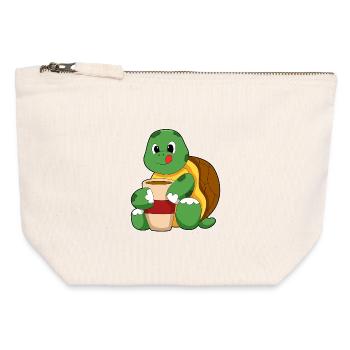 Schildkröte Kaffee Tasse - Canvas Reißverschluss-Täschchen (12 x 13 cm) - Naturweiß - Vorne