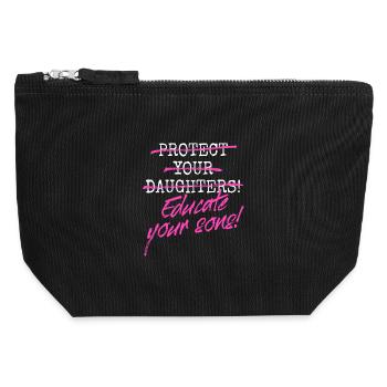 Protect Your Daughters Educate Your Sons Feminist - Canvas Reißverschluss-Täschchen (12 x 13 cm) - Schwarz - Vorne