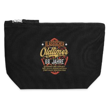 66. Geburtstag Oldtimer - Canvas Reißverschluss-Täschchen (12 x 13 cm) - Schwarz - Vorne