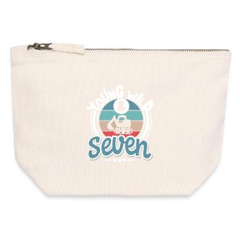 Excavator 7 years children's birthday party - Canvas Zip Pouch 12 x 13 cm - nature - Front