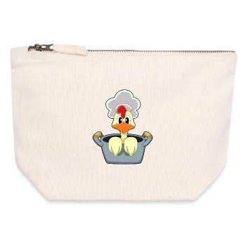 Hühnchen Koch Kochtopf Kochen - Canvas Reißverschluss-Täschchen (12 x 13 cm) - Naturweiß - Vorne