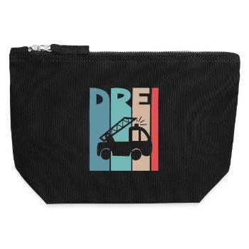 Feuerwehr 3 Jahre Kinder - Canvas Reißverschluss-Täschchen (12 x 13 cm) - Schwarz - Vorne