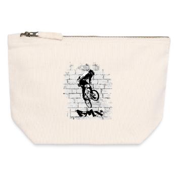 Vélo BMX - Pochette zippée en toile 12 x 13 cm - blanc naturel - Devant
