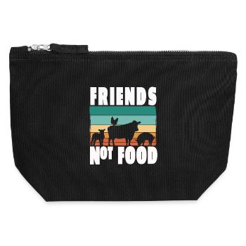 Vegan Vegetarisch Friends not Food Tierschutz - Canvas Reißverschluss-Täschchen (12 x 13 cm) - Schwarz - Vorne