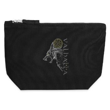 Valhalla Wolf Vegvisir Wikinger Runenkompass - Canvas Reißverschluss-Täschchen (12 x 13 cm) - Schwarz - Vorne