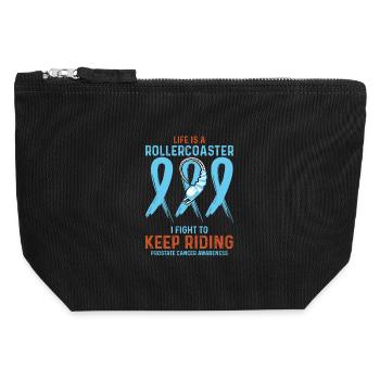 Prostate Cancer Awareness Light Blue Rollercoaster - Canvas Zip Pouch 12 x 13 cm - black - Front