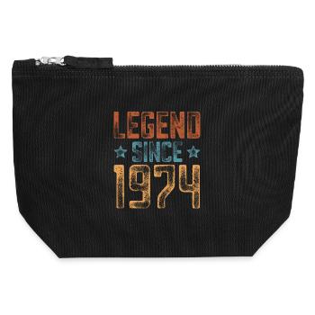1974 Naissance Année de naissance Anniversaire - Pochette zippée en toile 12 x 13 cm - noir - Devant