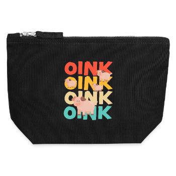 Schwein - Oink Oink Oink Oink Oink - Canvas Reißverschluss-Täschchen (12 x 13 cm) - Schwarz - Vorne