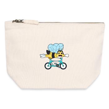 Biene Fahrrad - Canvas Reißverschluss-Täschchen (12 x 13 cm) - Naturweiß - Vorne