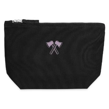 Axe Axes Bûcheron Forestier - Pochette zippée en toile 12 x 13 cm - noir - Devant