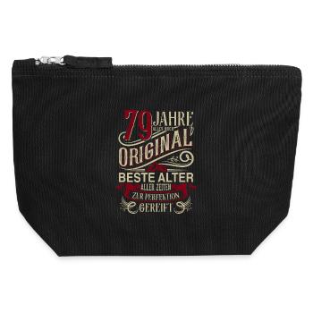 79. Geburtstag Vintage Retro - Canvas Reißverschluss-Täschchen (12 x 13 cm) - Schwarz - Vorne