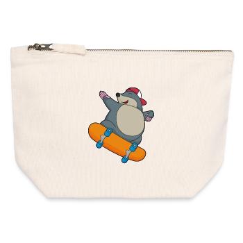 Mole Skater Skateboard - Pochette zippée en toile 12 x 13 cm - blanc naturel - Devant