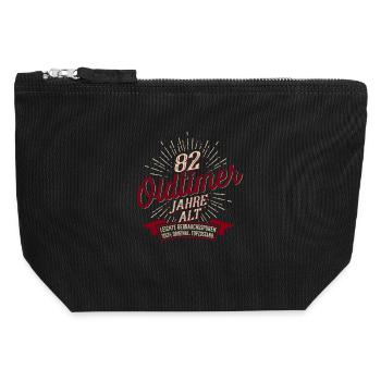82. Geburtstag Oldtimer - Canvas Reißverschluss-Täschchen (12 x 13 cm) - Schwarz - Vorne