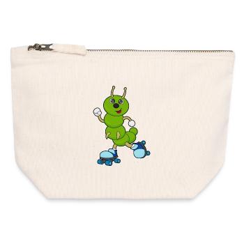 Raupe Rollschuhfahren Rollschuhe - Canvas Reißverschluss-Täschchen (12 x 13 cm) - Naturweiß - Vorne