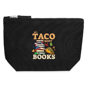 Let's Taco Bout Bücher Buchliebhaber - Canvas Reißverschluss-Täschchen (12 x 13 cm) - Schwarz - Vorne