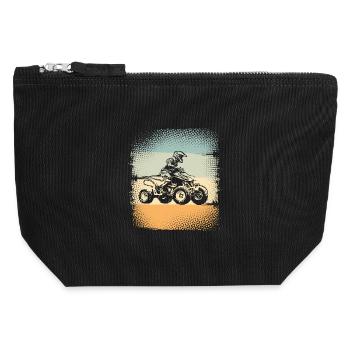 Quad ATV Offroad Quadfahrer - Canvas Reißverschluss-Täschchen (12 x 13 cm) - Schwarz - Vorne