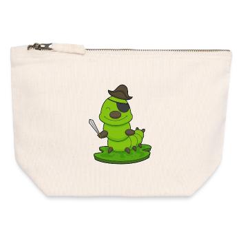 Épée de pirate chenille - Pochette zippée en toile 12 x 13 cm - blanc naturel - Devant