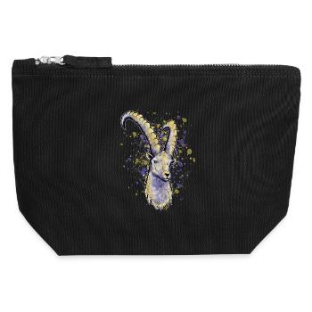 Astrologie capricorne - Pochette zippée en toile 12 x 13 cm - noir - Devant