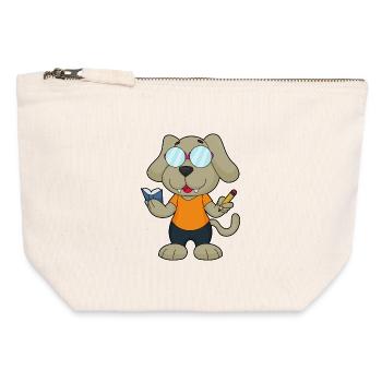 Lunettes de livre Dog Nerd - Pochette zippée en toile 12 x 13 cm - blanc naturel - Devant