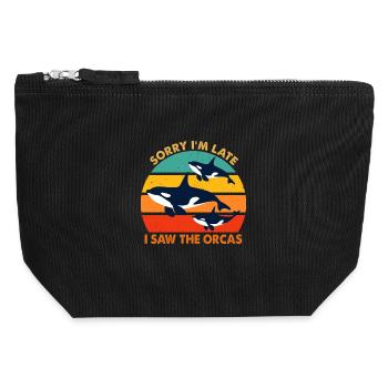 Sorry I'm Late I Saw The Orcas Killer Whale Lovers - Canvas Zip Pouch 12 x 13 cm - black - Front