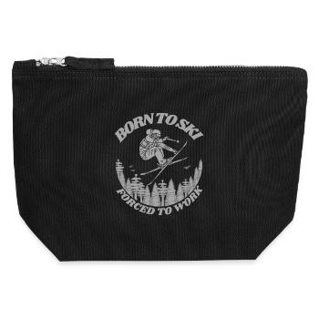 Né pour le ski, forcé de travailler - Ski, Sports d’hiver - Pochette zippée en toile 12 x 13 cm - noir - Devant