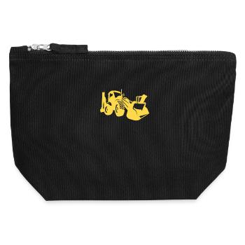 Excavator Driver Wheel Loader Excavator - Canvas Zip Pouch 12 x 13 cm - black - Front