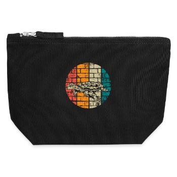 Tortue de mer vintage - Pochette zippée en toile 12 x 13 cm - noir - Devant