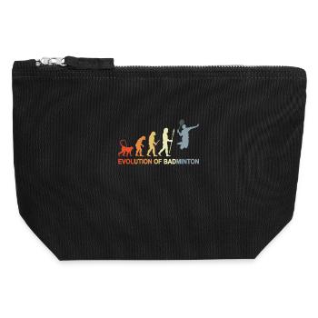 Évolution du badminton - Pochette zippée en toile 12 x 13 cm - noir - Devant