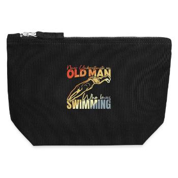 Grandfather swimmer - Canvas Zip Pouch 12 x 13 cm - black - Front