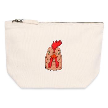 Huhn Kopf - Canvas Reißverschluss-Täschchen (12 x 13 cm) - Naturweiß - Vorne