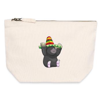 Maulwurf Sombrero - Canvas Reißverschluss-Täschchen (12 x 13 cm) - Naturweiß - Vorne