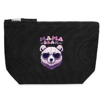 Mama Bear Sonnenbrille Kirschblüten Muttertag - Canvas Reißverschluss-Täschchen (12 x 13 cm) - Schwarz - Vorne