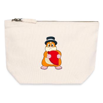 Hamster Groom Heart Wedding - Canvas Zip Pouch 12 x 13 cm - nature - Front