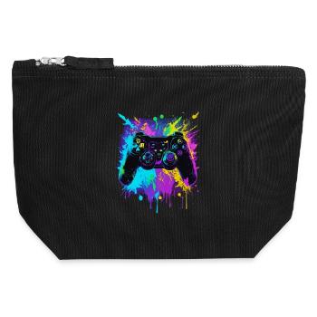 farbenfroher Graffiti Gaming Controller - Canvas Reißverschluss-Täschchen (12 x 13 cm) - Schwarz - Vorne