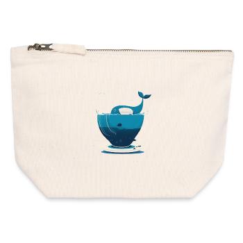 Whale in teacup - Canvas Zip Pouch 12 x 13 cm - nature - Front