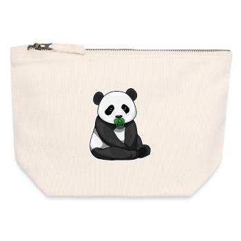 Panda Baby Schnuller - Canvas Reißverschluss-Täschchen (12 x 13 cm) - Naturweiß - Vorne