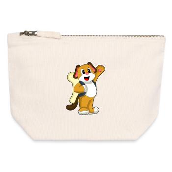 École de sac à dos Étudiant Chien - Pochette zippée en toile 12 x 13 cm - blanc naturel - Devant