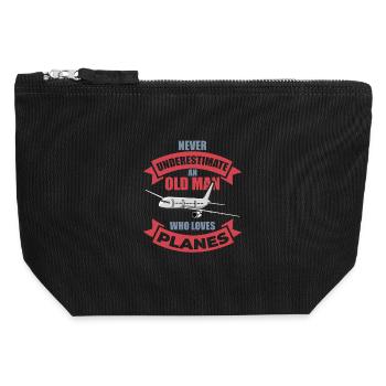 Flugzeugliebhaber Großvater - Canvas Reißverschluss-Täschchen (12 x 13 cm) - Schwarz - Vorne
