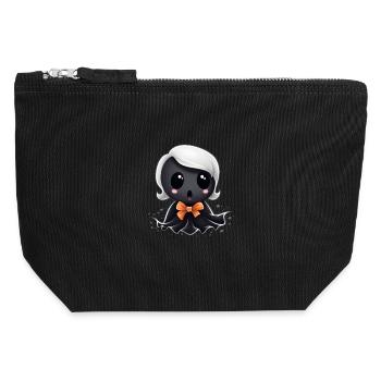 Figurine fantôme vampirique kawaii - Pochette zippée en toile 12 x 13 cm - noir - Devant