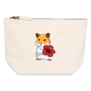 Hamster Hibiskus  - Canvas Reißverschluss-Täschchen (12 x 13 cm) - Naturweiß - Vorne