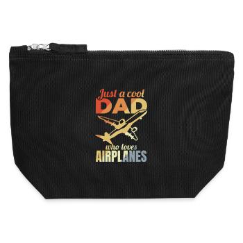 Flugzeug Vater - Canvas Reißverschluss-Täschchen (12 x 13 cm) - Schwarz - Vorne