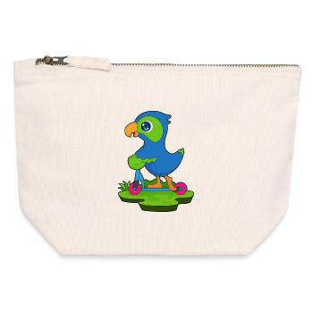 Trottinette Perroquet - Pochette zippée en toile 12 x 13 cm - blanc naturel - Devant