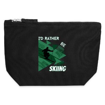 I'd Rather Ski - Ski Wintersportler Skifahrer - Canvas Reißverschluss-Täschchen (12 x 13 cm) - Schwarz - Vorne