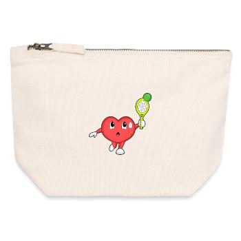 Raquettes de tennis Heart - Pochette zippée en toile 12 x 13 cm - blanc naturel - Devant
