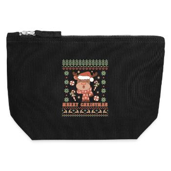 Pull de Noël moche - Pochette zippée en toile 12 x 13 cm - noir - Devant