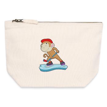 Affe Eishockey Eishockeyschläger - Pochette zippée en toile 12 x 13 cm - blanc naturel - Devant