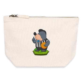 Taupe Arbitre Basket-ball - Pochette zippée en toile 12 x 13 cm - blanc naturel - Devant