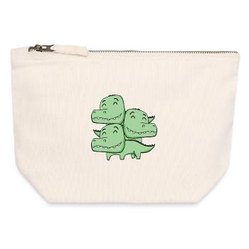 Corcodile Motif - Pochette zippée en toile 12 x 13 cm - blanc naturel - Devant